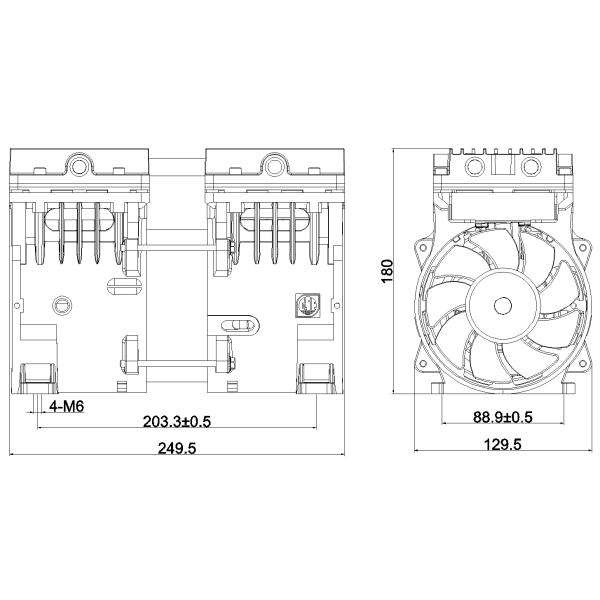 280W Oilless Compressor GSE Oil Free Vacuum Pump For Laboratory Dental Ozone
