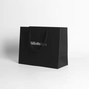 Customizable Logo Paper Packaging Bags With Silk Ribbon Handle