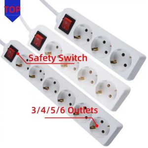 CE Certificated EU Extension Socket Power Strip with 3x1.5mm Cable and Switch