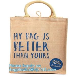 eco friendly small standard size foldable natural jute shopping bag handle