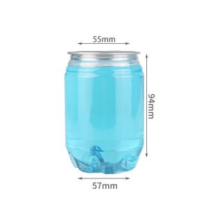 600ml PET Clear Plastic Soda Cans Round Disposable Pop Can Impact Resistant