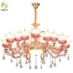 China Luxury Atmosphere Home LED Chandelier Simple Bedroom Crystal Hall Chandelier on sale