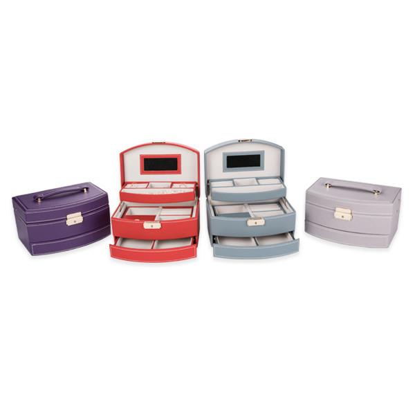 Purple Portable Leather Lockable Jewelry Gift Boxes