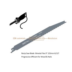 Recip Saw Blade Bimetal M42 8% cobalt Demolition for Cutting Wood & Nails Size:9