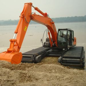 Amphibious long reach excavator Floating Amphibious Pontoon undercarriage
