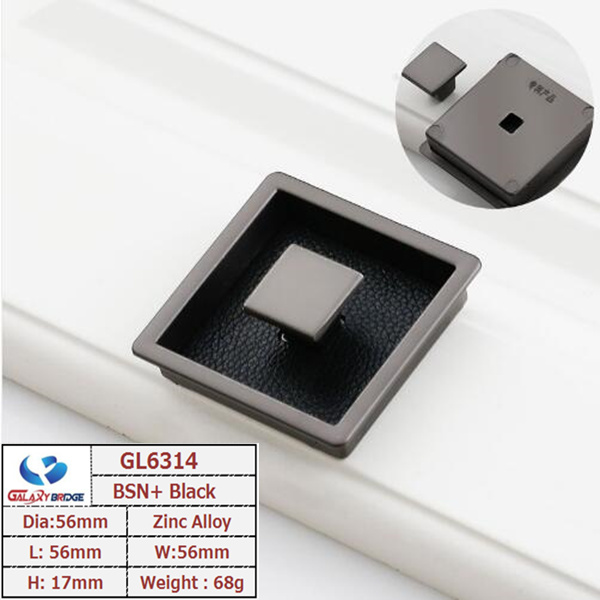 Genuine Leather Drawer Pull Black Leather Office Table Dresser Handles Hidden drawer pull