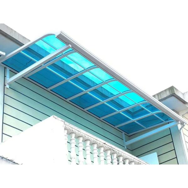 Aluminum Frame And Blue Solid Sheet Roofing DIY Polycarbonate Awning For Homes And Commercial Buildings