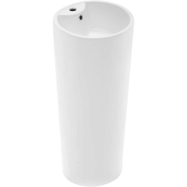 Quality Glossy White Ceramic Pedestal Bathroom Sinks With Chrome Finish Overflow for sale