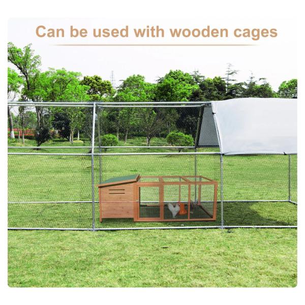 Weatherproof Galvanized Metal 19.7ft Walk In Chicken Cage