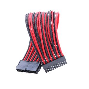 Wholesale Extension Cord Power Cable ATX 24Pin braided extension cable Black&amp;Red 18AWG from china suppliers
