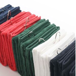 100% Cotton Velour Golf Towel with Hook 6 Colors available for Stock Sale