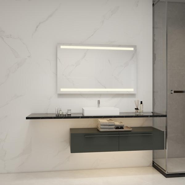 Frameless LED Vanity Mirror Light with Adjustable Brightness and Waterproof Design for Modern Bathroom and Hotel Guest Suites