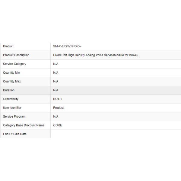 Original CISCO SM-X-8FXS/12FXO Fixed Port High Density Analog Voice Service Module for ISR4K