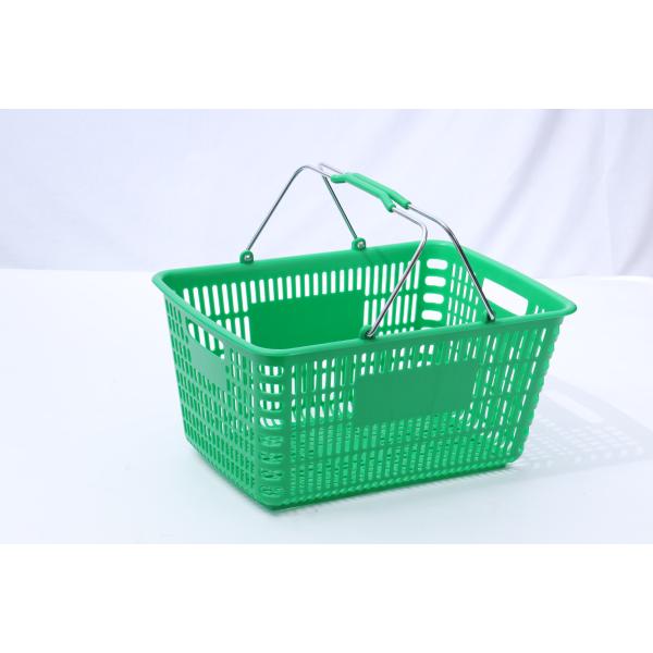 Eco Friendly Steel Handle Supermarket Shopping Hand Basket Customized Color
