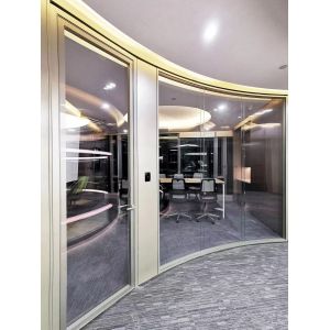 China Customizable Curved Glass Partition Wall with Aluminum Frame on sale