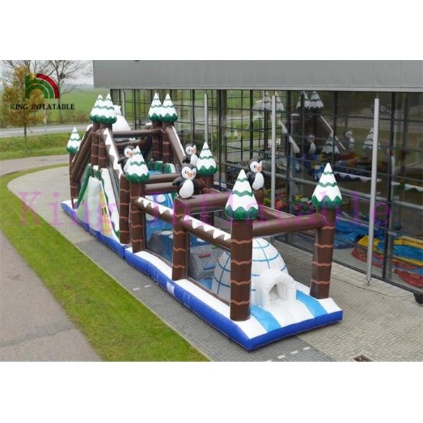 0.55mm PVC Ice And Snow World Inflatable Sports Games / Amazing Design Obstacle