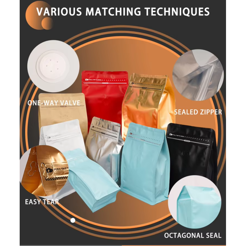 Custom Bolsas De Cafe Logo Printed Resealable Plastic Coffee Packaging Stand Flat Bottom Coffee Pouch Bags with Valve