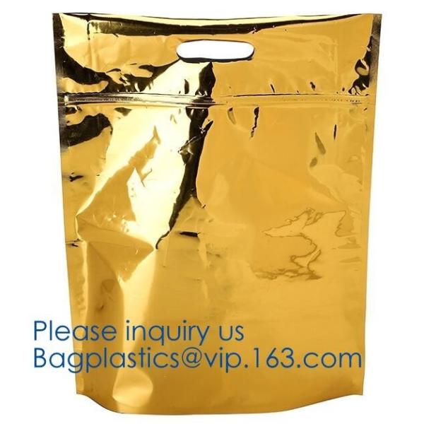 Quality qual seal flat bottom stand up pouch with k,plastic bag slide zipper with side gusset,metalized 8 side seal food p for sale