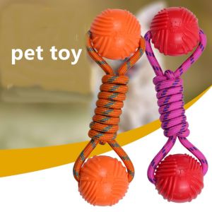 Elastic Bite Resistant Training Nylon Rope Dog Toy Spherical Molar Teeth