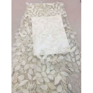 3D Flower Multi Colored Lace Fabric For Show / Embroidered Sequin Lace Fabric