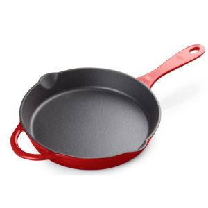 OEM Round Enameled Coated Cast Iron Skillet Withstand High Temperatures