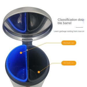 Household 10L Lobby Garbage Cans Stainless Steel Pedal Garbage Can