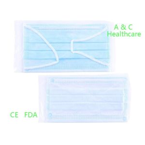 3 Ply Non Woven Disposable Earloop Face Mask Fluid Resistant 8 Gsm - 260 Gsm