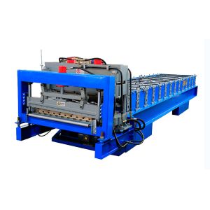 PLC Control Glazed Roof Tile Roll Forming Machine With Cr12 Tool Steel Cutter