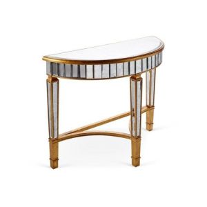 Antique Silver Mirrored Furniture Demilune Console Table Custom