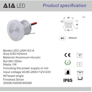 Acrylic 1W stair light waterproof IP65 small size LED step light for bookstore