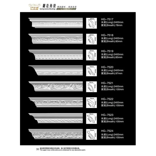 Polyurethane Cornice Molding Decorative PU Ceiling Moulding