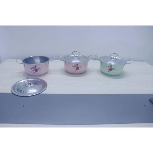 2020 hot sales 16/18/20/22 6pcs stainless steel with color & flowers & cookware sets kitchenwares & 6pcs dish set