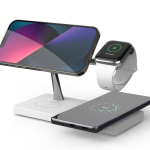 White And Black All-In-1 Magnetic Wireless Charger Support PD&QC3.0