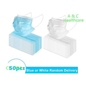 3 Ply Non Woven Disposable Earloop Face Mask Fluid Resistant 8 Gsm - 260 Gsm