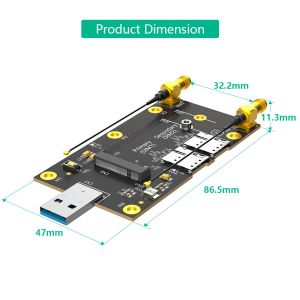 PCI Express Gen 3.0 8 Gbps NGFF M.2 to USB 3.0 Adapter with Dual NANO SIM card
