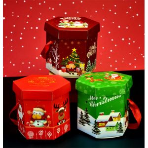 Eco Friendly Christmas gift CMYK Candy Packaging Box With Handle