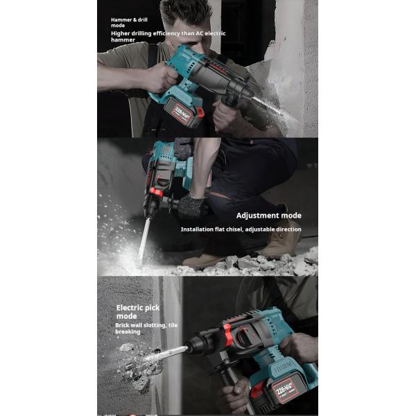 800W 4500Mah Lithium Battery Powered Impact Hammer Drill For Renovation