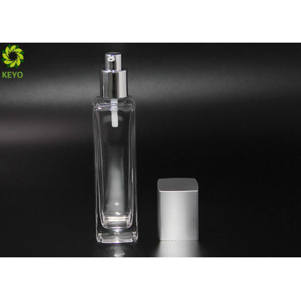 Quality 120ml Glass Moisturizing Lotion Pump Bottle With Electroplating Silver Pump Cap for sale