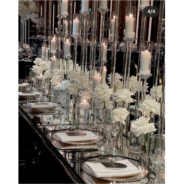 10 Candle Holder Stand Crystal Gold Table Decor 10 Arm Glass Candelabra 145cmx100cm