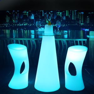 Taper shape plastic led table glowing cocktail table