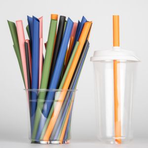 Coloured Compostable Individually Wrapped PLA Disposable Straws Biodegradable