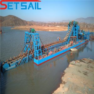 Chain Bucket River Sand Gold Dredge with Lifting Winch and Hull Dimension 23m