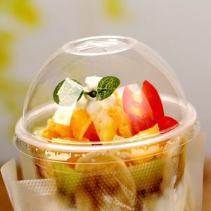 90mm Biodegradable And Compostable Tableware Pet Dome Lids For Plastic Cups