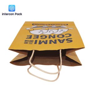 Reusable Paper Handle Bags Logo Printed Recyclable With Twisted Handle