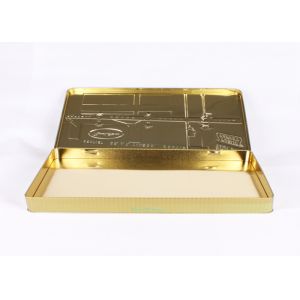Hinged Lid Rectangle Chocolate Tin Boxes , Custom CMYK Embossing Metal Tin Box
