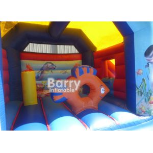 Beautiful Ocean Fish Inflatable Combo , Commercial Slide Inflatable Bounce House
