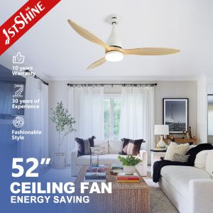 52-Inch Decorative Ceiling Fan With Solid Wood Blades & Dimmable LED