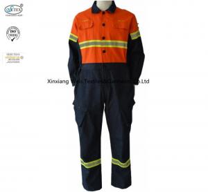 Wholesale Fire Rated Fr Cotton Coveralls Two Tone Cotton Denim Orange Navy Blue from china suppliers
