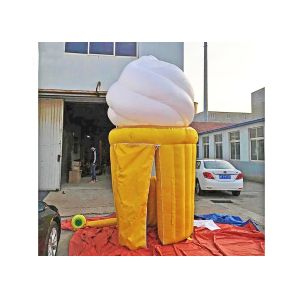 Yellow White Inflatable Shop Ice Cream Shape 4m Height Mobile Water Resistant