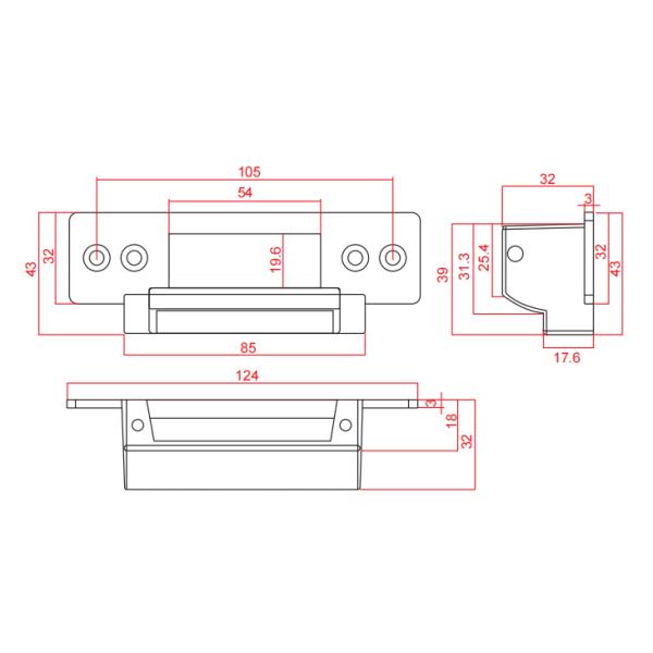 SL124KS Surface Mount Electric Strike Lock Mechanical For Door Access Control System